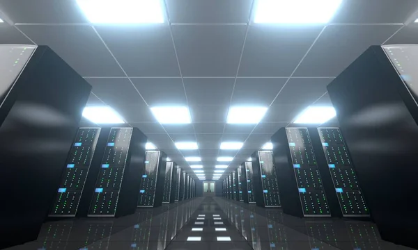 Serverrum Datacenter Lagring Värdkoncept — Stockfoto