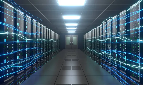 Serverruimte Datacenter Opslag Hostingconcept — Stockfoto