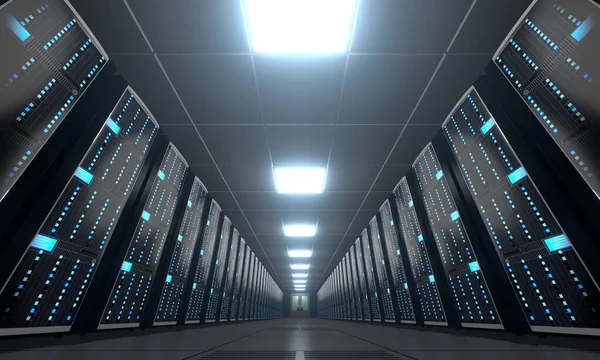 Serverrum Datacenter Lagring Värdkoncept — Stockfoto