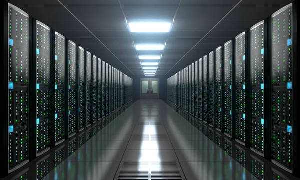 Sala Server Data Center Concetto Archiviazione Hosting — Foto Stock