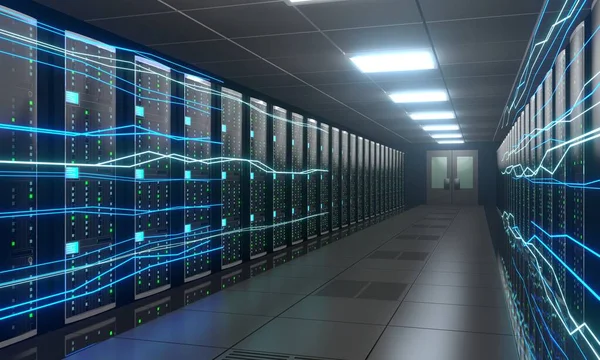 Server Room Data Center Storage Hosting Fast Internet Concept — стокове фото