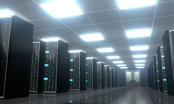 3D server room/ data center - storage, hosting concept