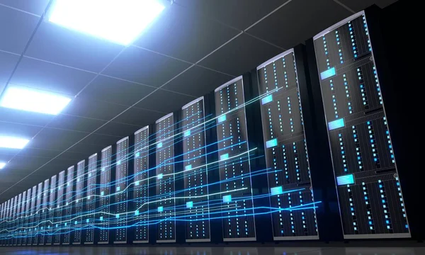 Server Room Data Center Storage Hosting Fast Internet Concept — Stock Photo, Image