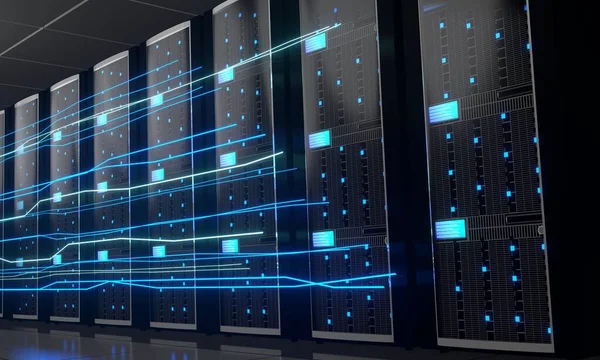 3d sunucu odası / veri merkezi - depolama, sunucu, hızlı internet kavramı.