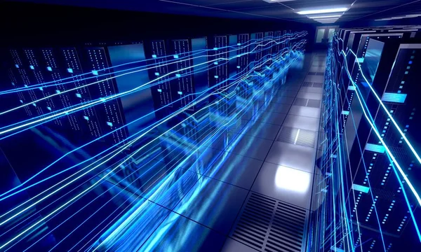 Server Room Data Center Storage Hosting Fast Internet Concept — Stock Photo, Image