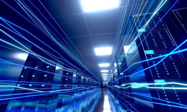 3d sunucu odası / veri merkezi - depolama, sunucu, hızlı internet kavramı.
