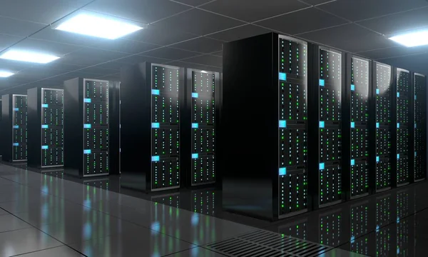 Sala Server Data Center Concetto Archiviazione Hosting — Foto Stock