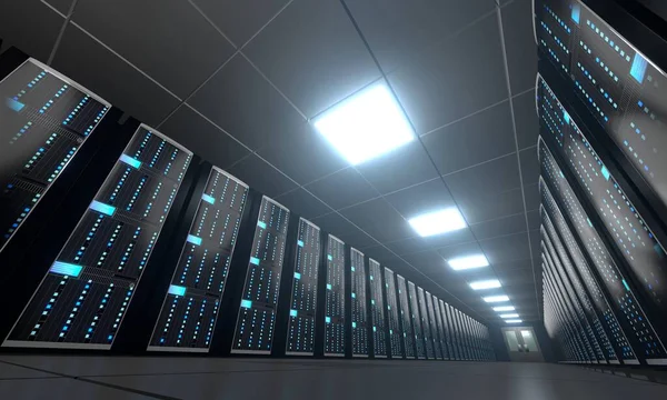 Sala Server Data Center Concetto Archiviazione Hosting — Foto Stock