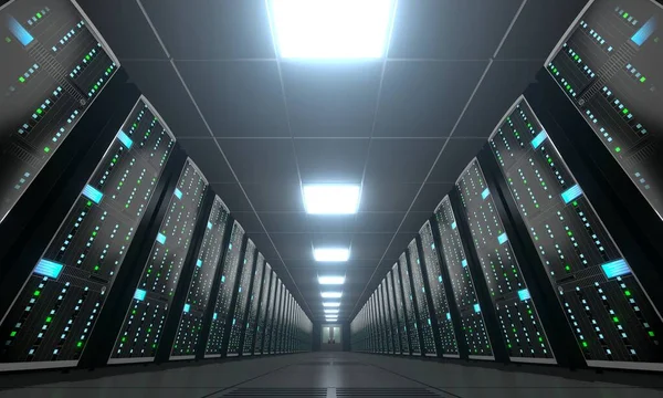 Serverrum Datacenter Lagring Värdkoncept — Stockfoto