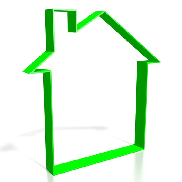 Forma de casa verde 3D - ótimo para tópicos como venda de casa / aluguel et — Fotografia de Stock