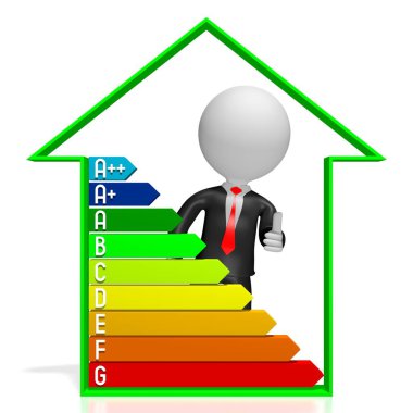 3d enerji verimliliği grafiği - güç / elektrik tasarrufu konsepti - A + +, A +, A, B, C, D, E, F, G