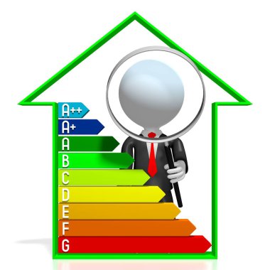 3d enerji verimliliği grafiği - güç / elektrik tasarrufu konsepti - A + +, A +, A, B, C, D, E, F, G