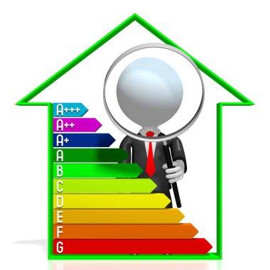 3d enerji verimliliği grafiği - güç / elektrik tasarrufu konsepti - A + + +, A +, A +, A +, A, B, C, D, E, F, G