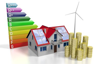 3d güneş panelleri / fotovoltaik paneller - tasarruf kavramı