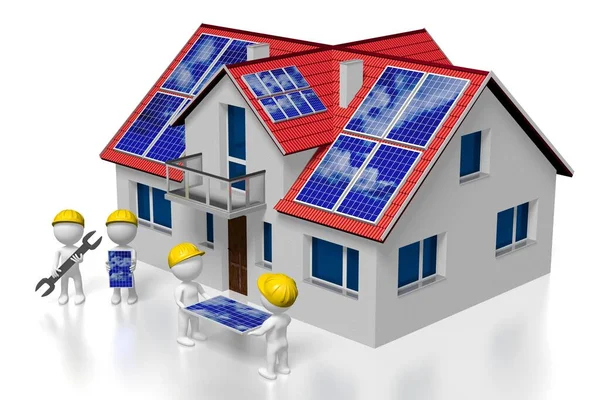 Solar Photovoltaic Panels Concept Installation Montage Company — Stock Photo, Image