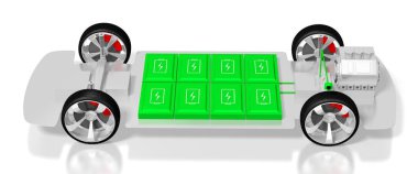 Elektrikli araba / elektrikli araç - e-hareketlilik konsepti. 3d oluşturma