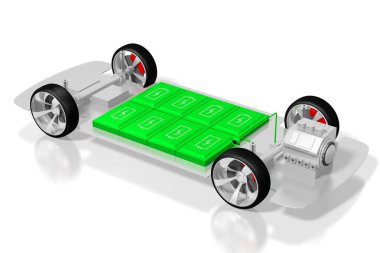 Elektrikli araba / elektrikli araç - e-hareketlilik konsepti. 3d oluşturma
