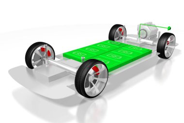 Elektrikli araba / elektrikli araç - e-hareketlilik konsepti. 3d oluşturma