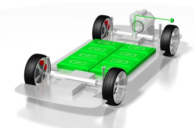 Elektrikli araba / elektrikli araç - e-hareketlilik konsepti. 3d oluşturma