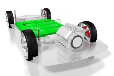 Elektrikli araba / elektrikli araç - e-hareketlilik konsepti. 3d oluşturma