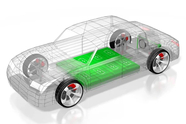 Electric Car Electric Vehicle Mobility Concept Rendering — Stock Photo, Image