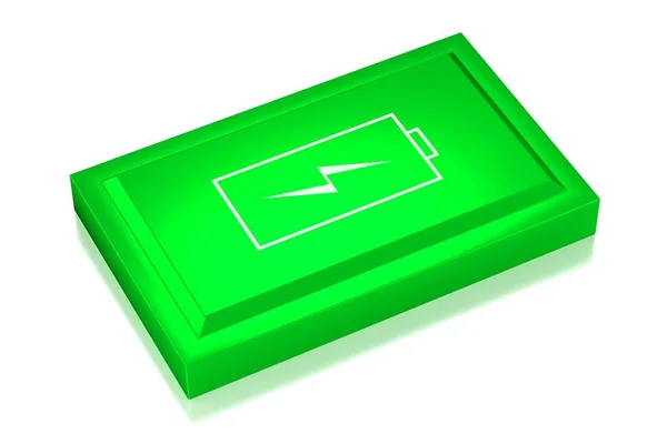 绿色电池 3D渲染 — 图库照片