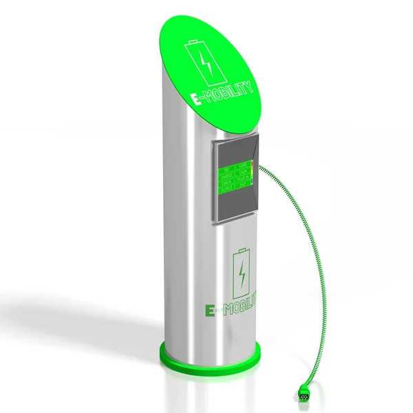 Electric Car Electric Vehicle Charging Station Rendering — Stock Photo, Image