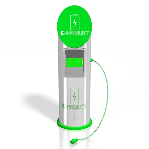 Electric Car Electric Vehicle Charging Station Rendering — Stock Photo, Image