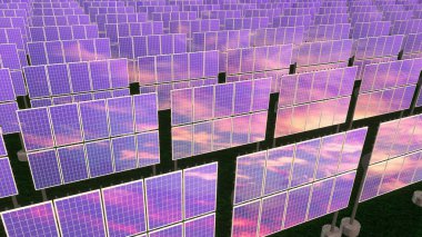 Güneş panelleri - yenilenebilir enerji konsepti. 3d oluşturma