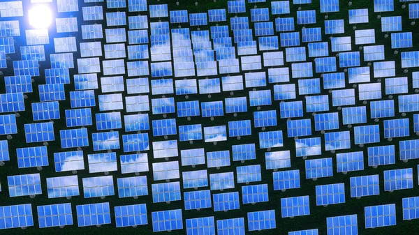 Solar panels - renewable energy concept. 3D rendering — Stock Photo, Image