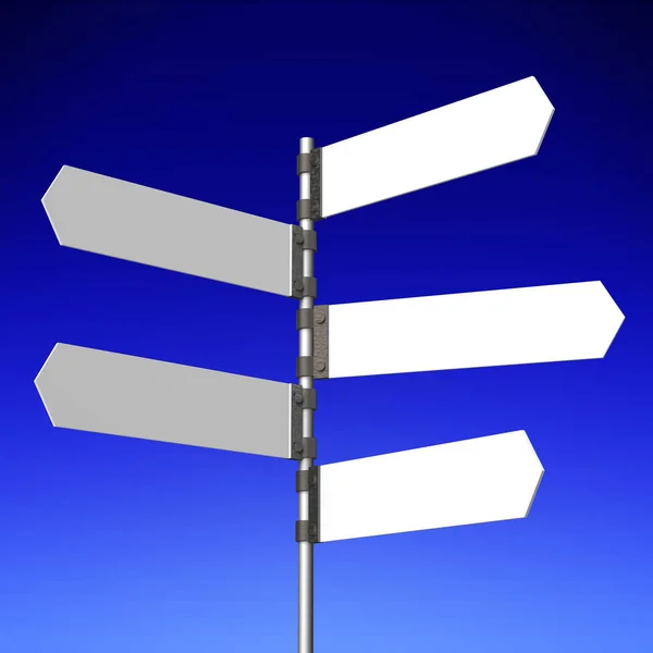 Signpost White Arrows Abstract Blue Sky Illustration — Stock Photo, Image