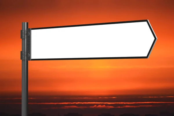 Signpost Білою Стрілкою Небо Заходу Сонця Фоні Ілюстрація — стокове фото