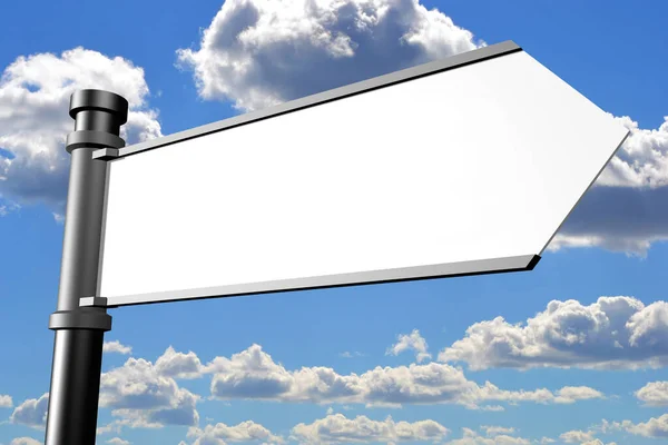 Signpost with white arrow, sky in background - 3D illustration