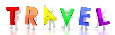 Seyahat - renkli harfler - 3D illüstrasyon