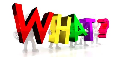 - Ne? - Renkli harfler - 3D illüstrasyon