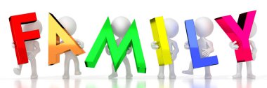 Aile - renkli harfler - 3D illüstrasyon