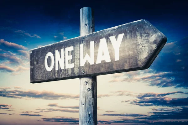 One Way Wooden Signpost Roadsign One Arrow — Stock Photo, Image