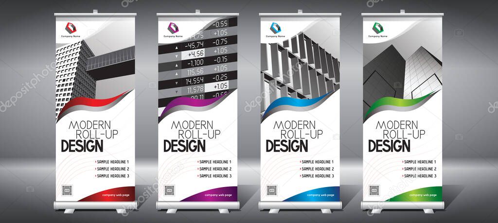 Roll-up templates (85x200 cm) - modern office buildings, skyscrapers