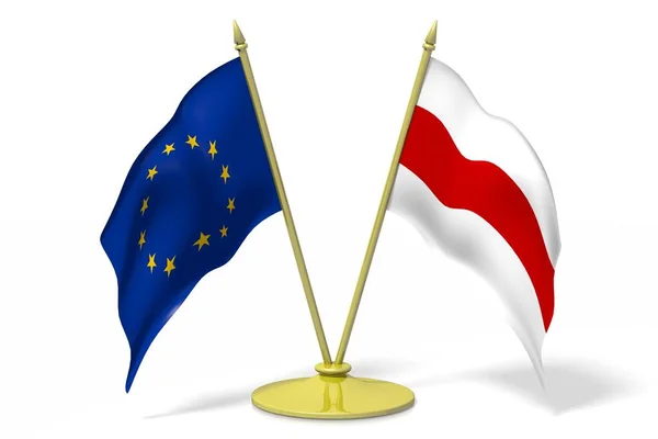 Прапори Білорусі Європейського Союзу Ілюстрація — стокове фото