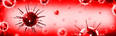 Coronavirus, Covid-19, SARS-CoV-2 virüs hücreleri - 3 boyutlu illüstrasyon