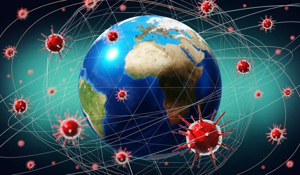 Earth, viruses - Europe and Africa side - 3D illustration