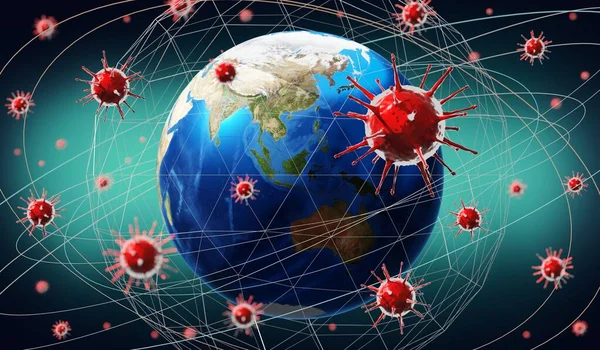 Earth, viruses - Asia and Australia side - 3D illustration