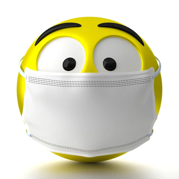 Emoticon Indossando Maschera Illustrazione — Foto Stock