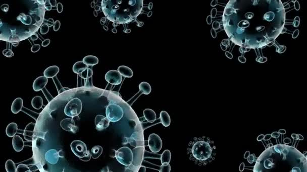 Animacja Ciężkich Ostrych Cząsteczek Koronawirusu Zespołu Oddechowego Czarnym Tle Znanych — Wideo stockowe