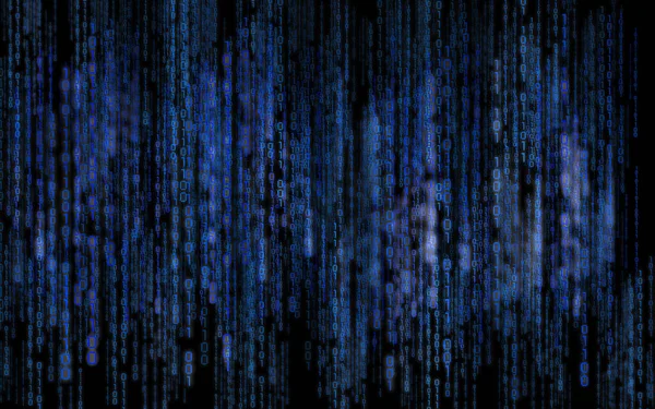 Blue binary code - matrix style background