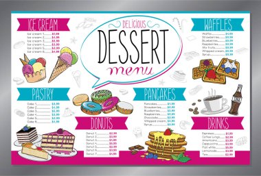 Tatlı menüsü kartı - tabloid biçimi - vektör illüstrasyonu