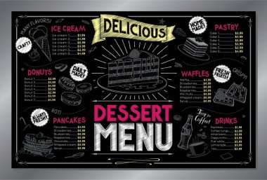 Klasik tatlı menüsü kartı - tabloid biçimi - vektör illüstrasyonu