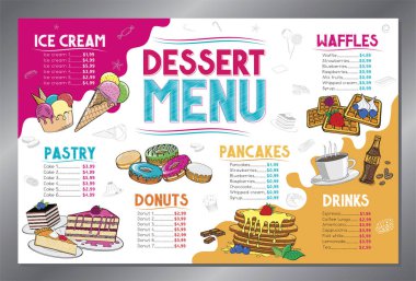 Tatlı menüsü kartı - tabloid biçimi - vektör illüstrasyonu