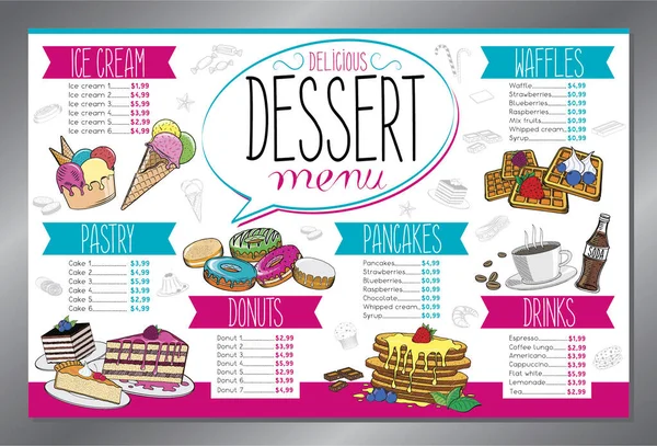 Tatlı menüsü kartı - tabloid biçimi - vektör illüstrasyonu