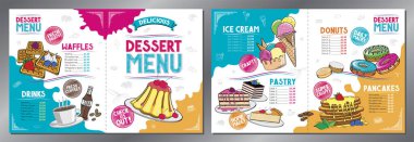 Tatlı menüsü kartı - harf biçimi x2 (8.5 x 11 inç x2) - vektör illüstrasyonu